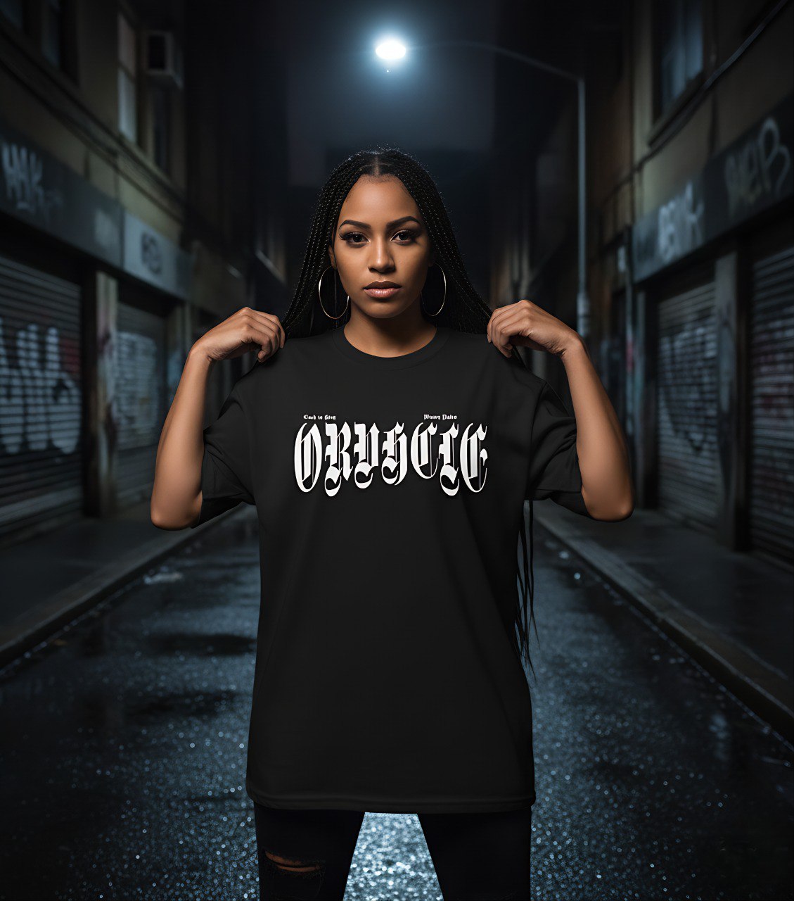 Camiseta Oversize Negra Texto Blanco