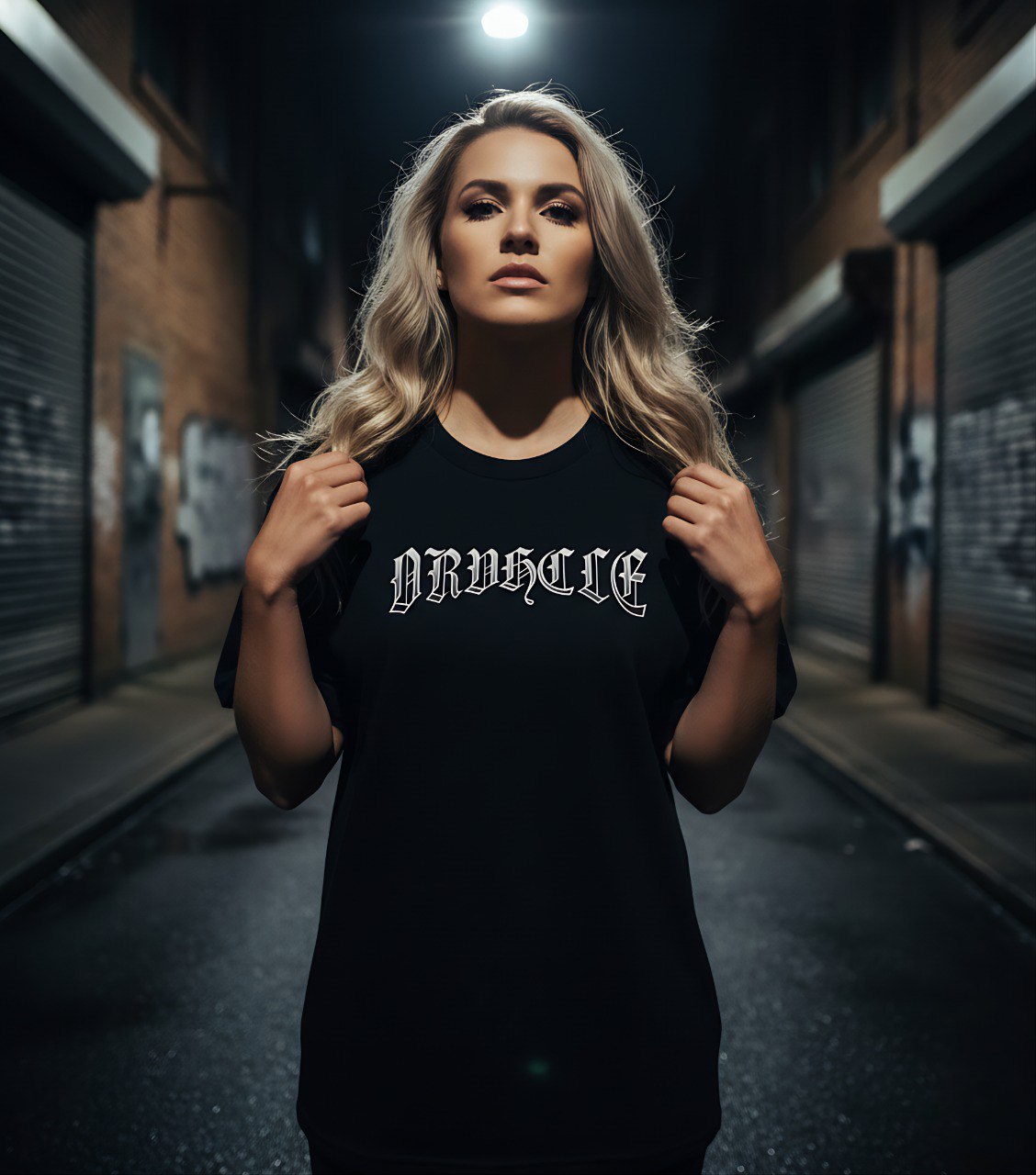 Camiseta Oversize Negra Texto Blanco